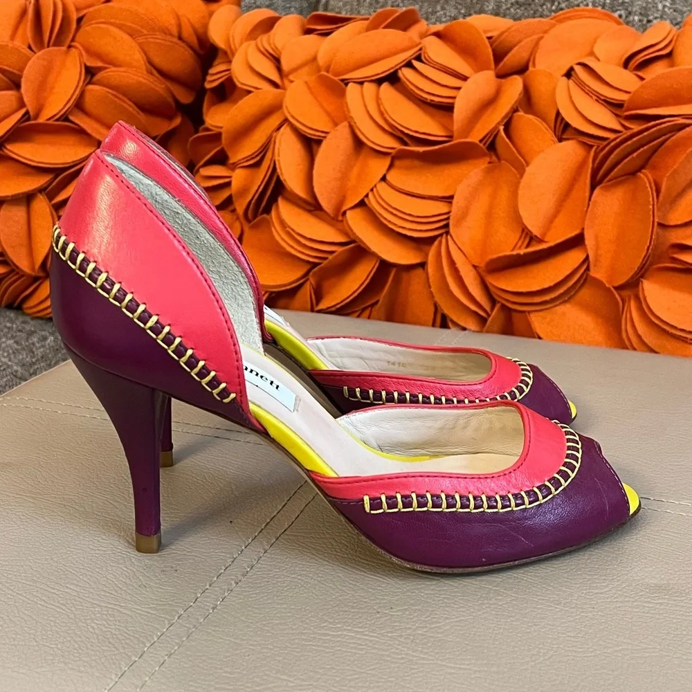 ❣️L.K. Bennett London Leather Colorblock Peep Toe Pumps❣️